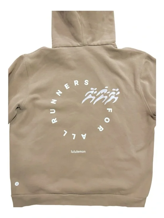 Lululemon Steady State “For All Runners” Graphic Pullover Hoodie Tan Size Medium - Picture 6 of 7